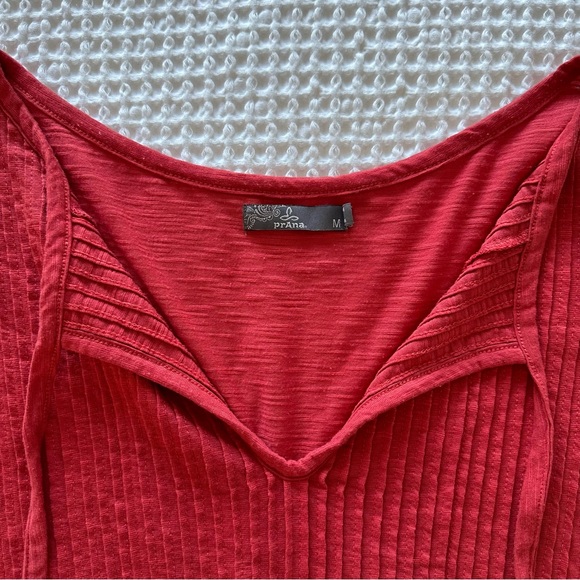 Prana Ocupas Popover Top Women’s Size M Red Orange Organic Recycled Cotton - Picture 3 of 7